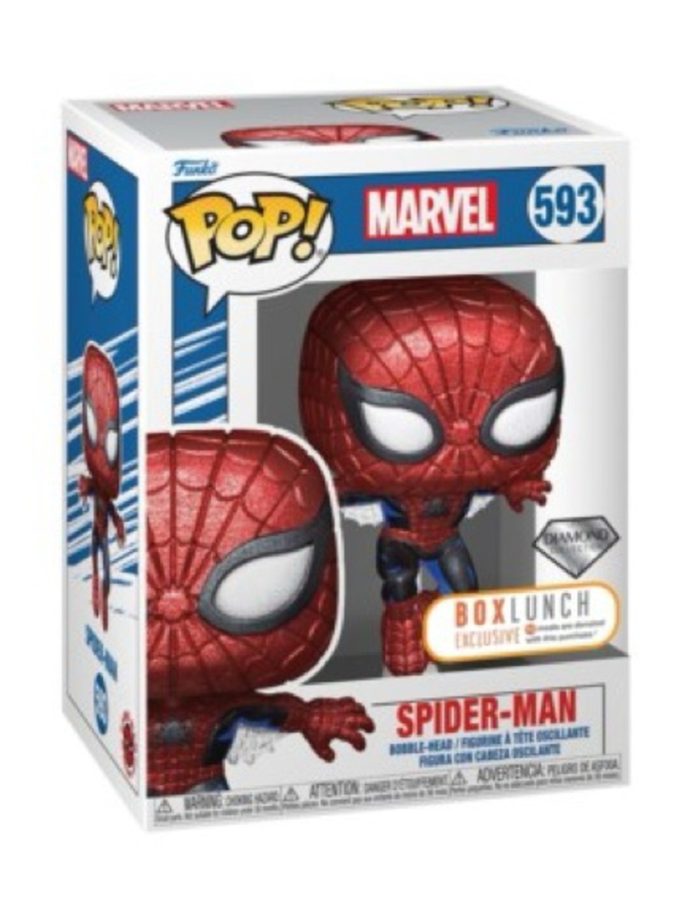 Funko Pop! Marvel Spider-Man Glitter #593 Diamond Special Edition BoxLunch